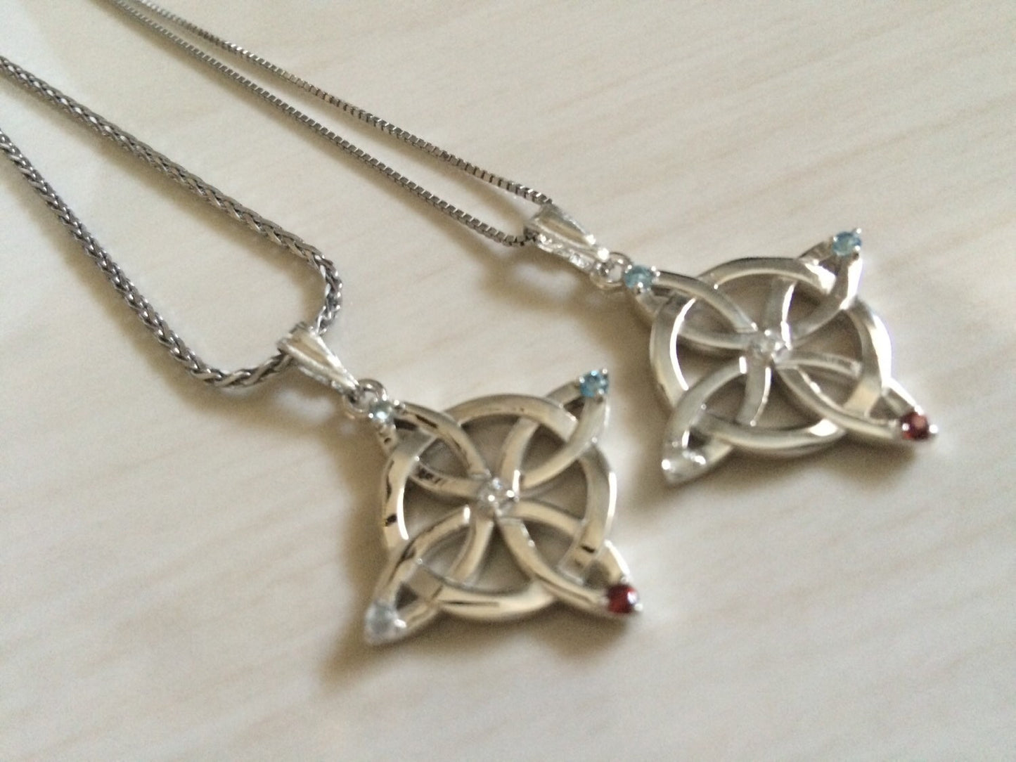 Gemstone and Diamond Pendant Sterling Silver
