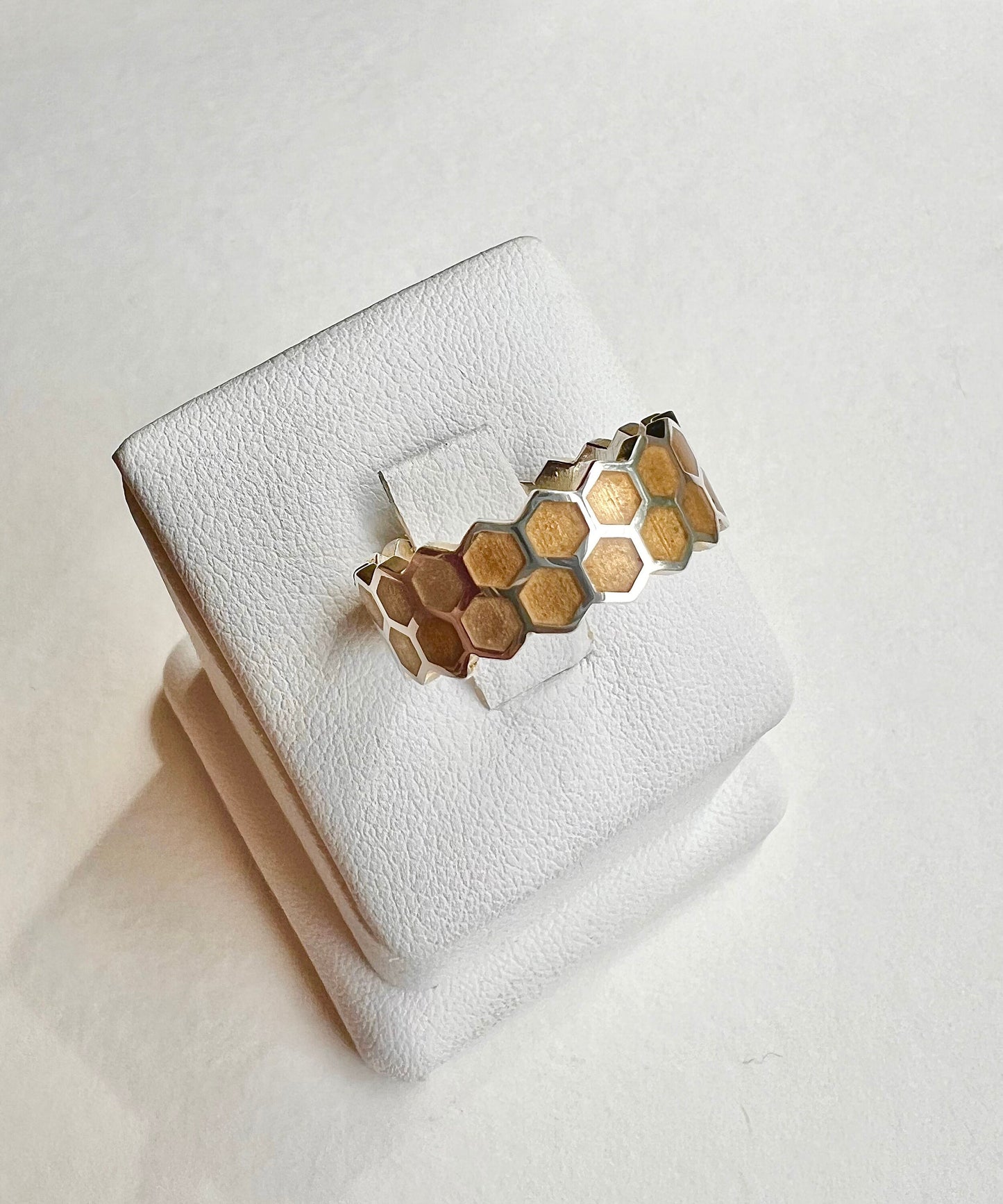 Honeycomb Ring, Sterling Silver with 14K Gold Inlay