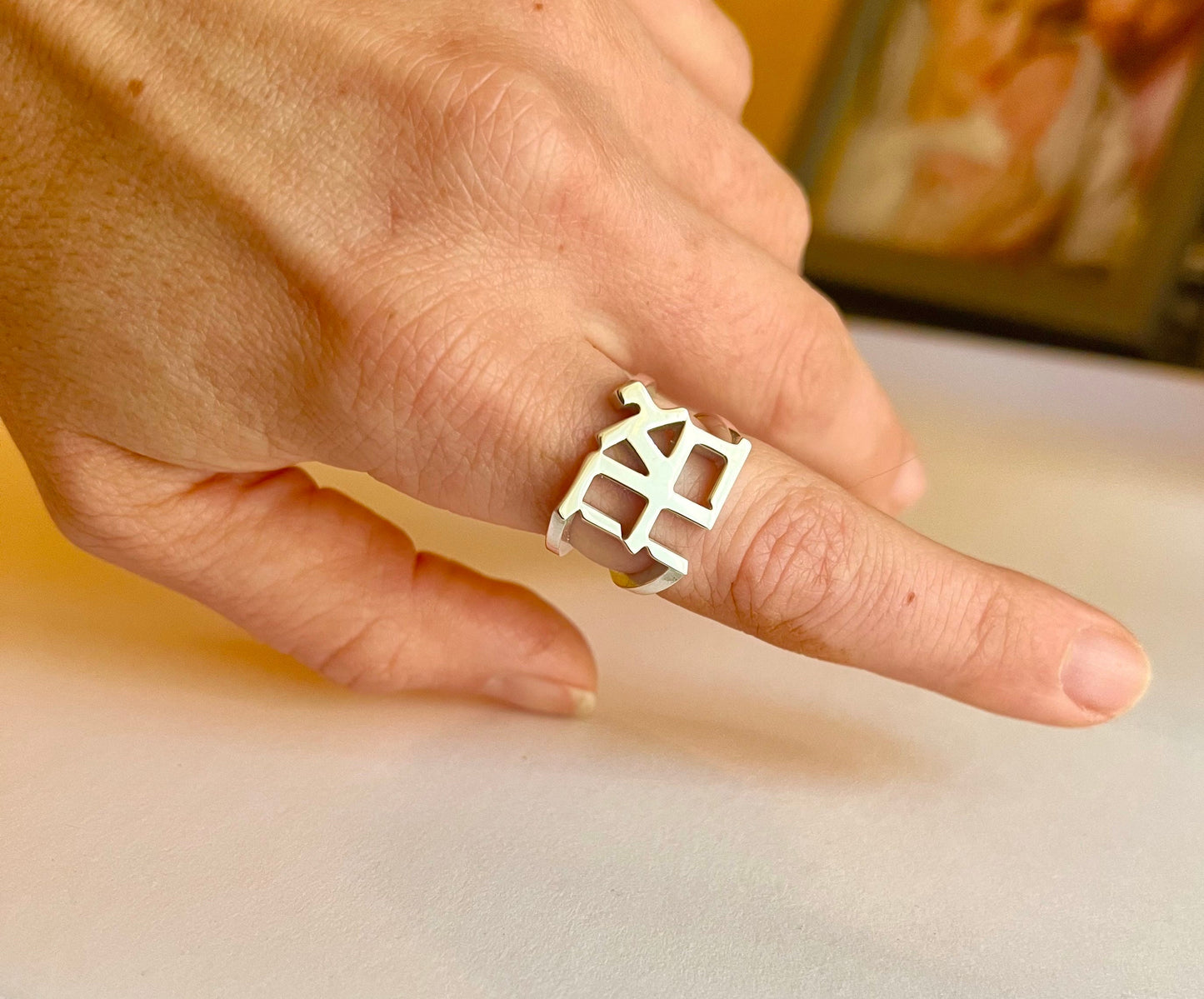 Sterling Silver Ahava Ring, Love Ring