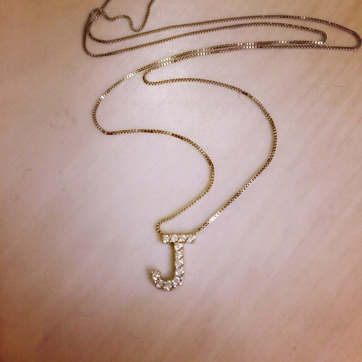 Diamond Initial Necklace White Gold Initial Pendant
