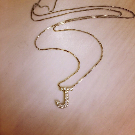 Diamond Initial Necklace White Gold Initial Pendant