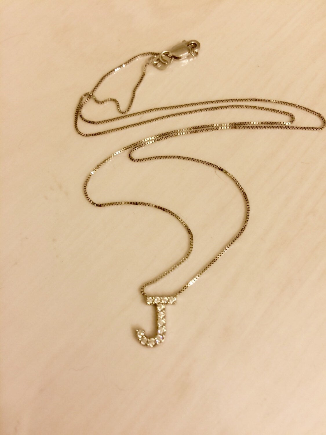 Diamond Initial Necklace White Gold Initial Pendant
