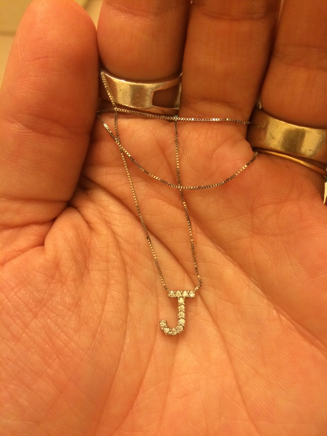 Diamond Initial Necklace White Gold Initial Pendant