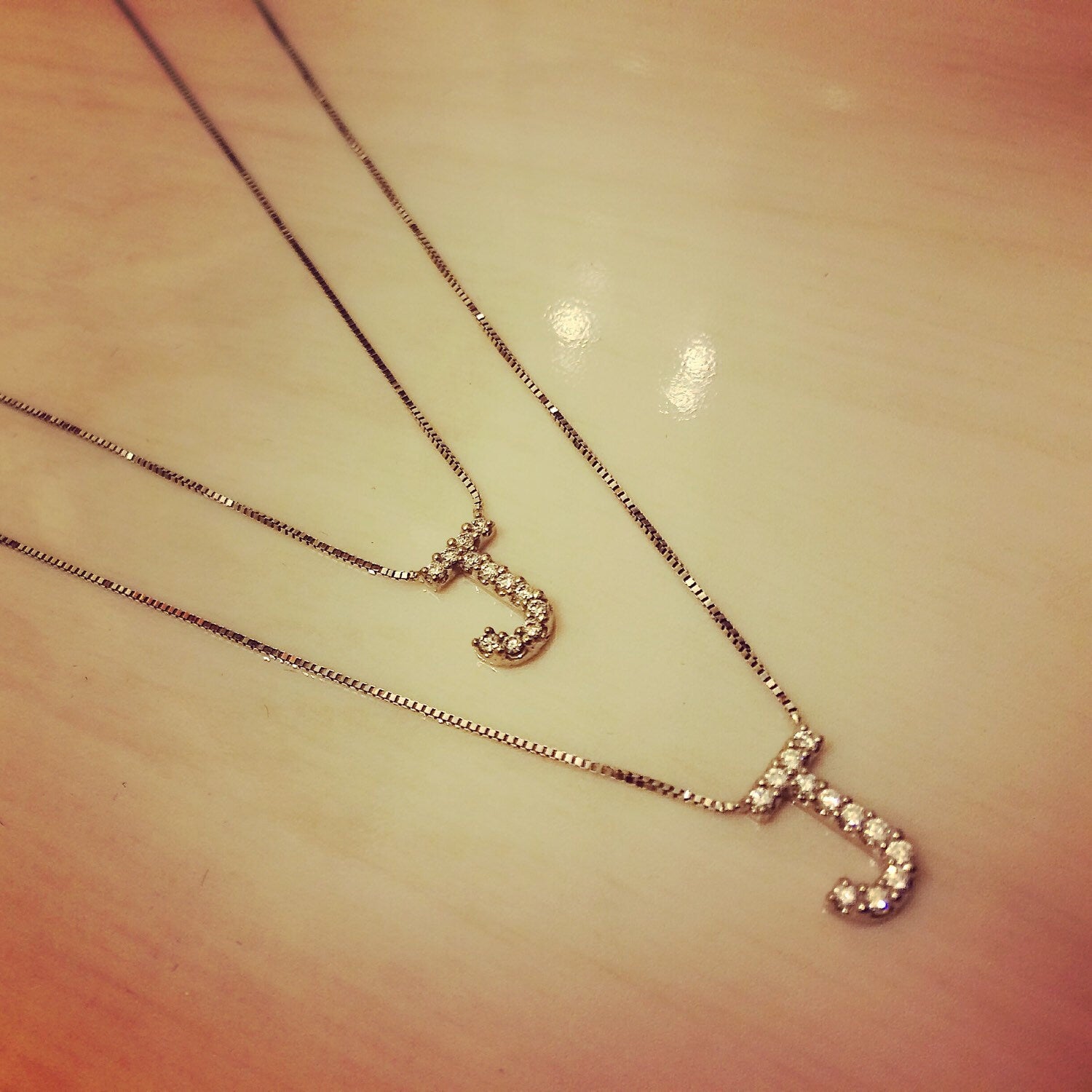 Diamond Initial Necklace White Gold Initial Pendant