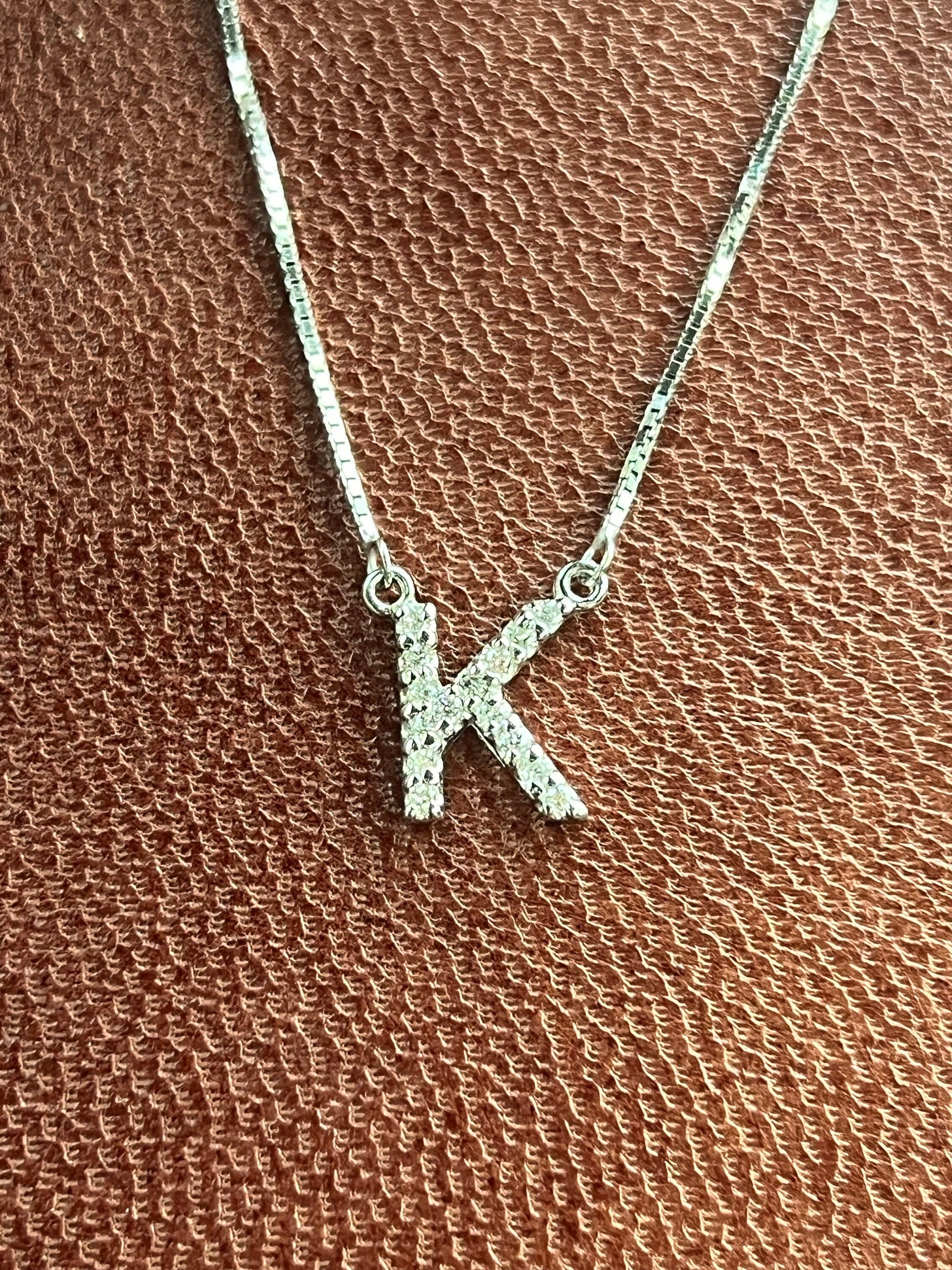 Diamond Initial Necklace White Gold Initial Pendant