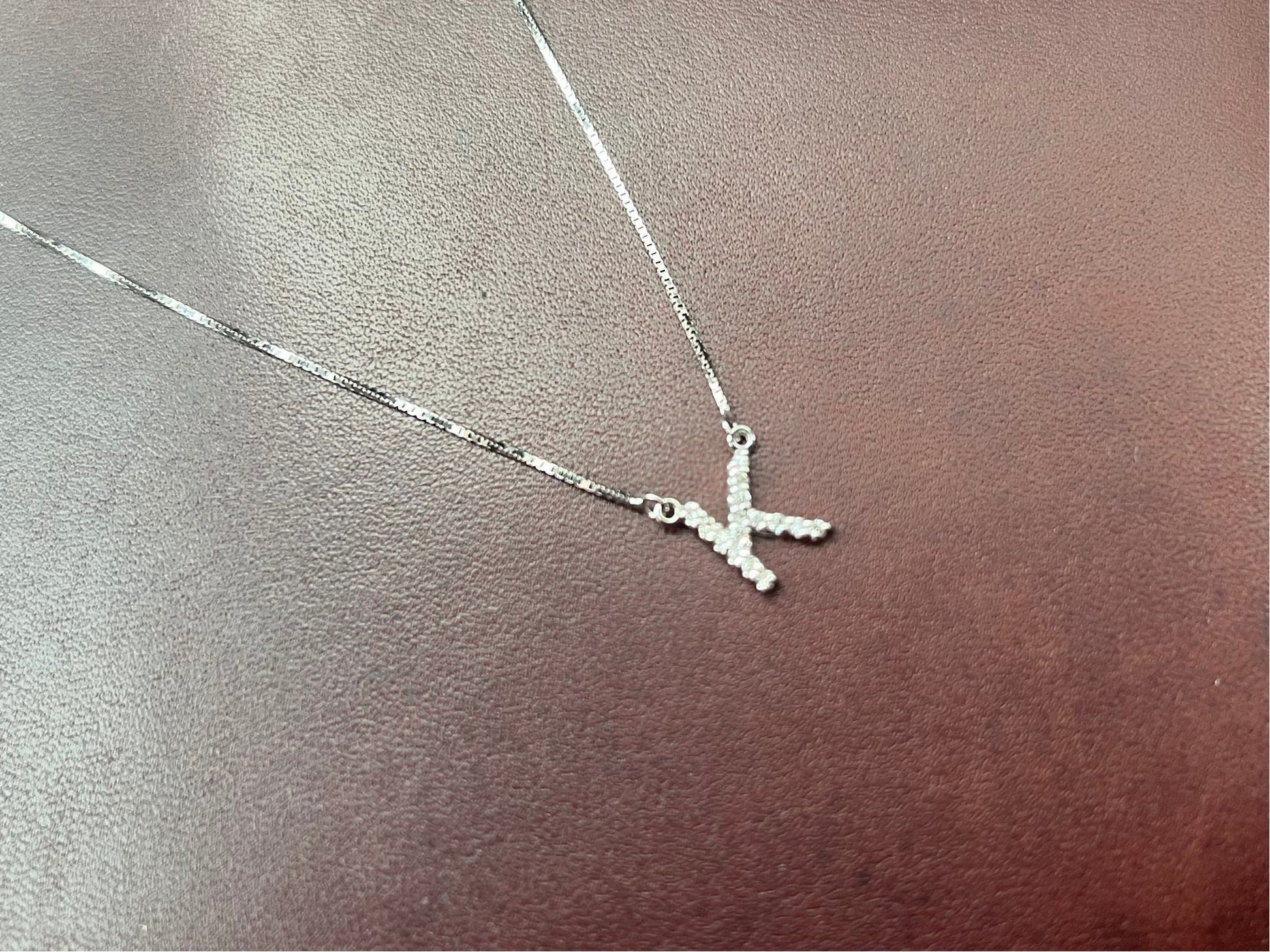 Diamond Initial Necklace White Gold Initial Pendant