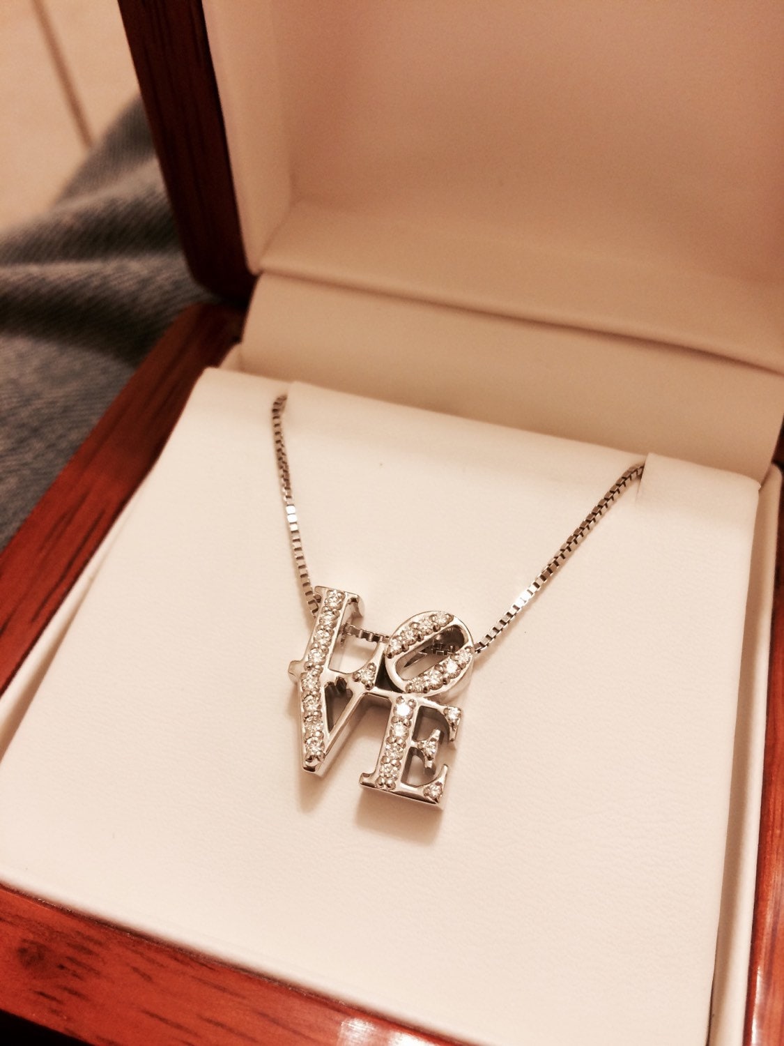 Diamond LOVE Necklace-Diamond and 14KWhite Gold LOVE Pendant