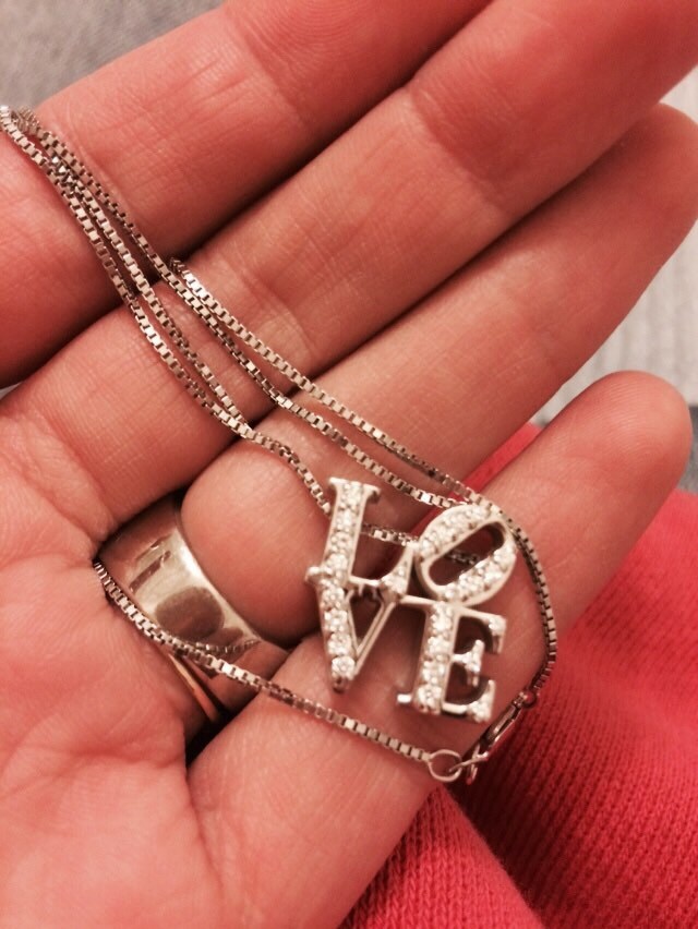 Diamond LOVE Necklace-Diamond and 14KWhite Gold LOVE Pendant