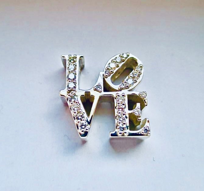 Diamond LOVE Necklace-Diamond and 14KWhite Gold LOVE Pendant