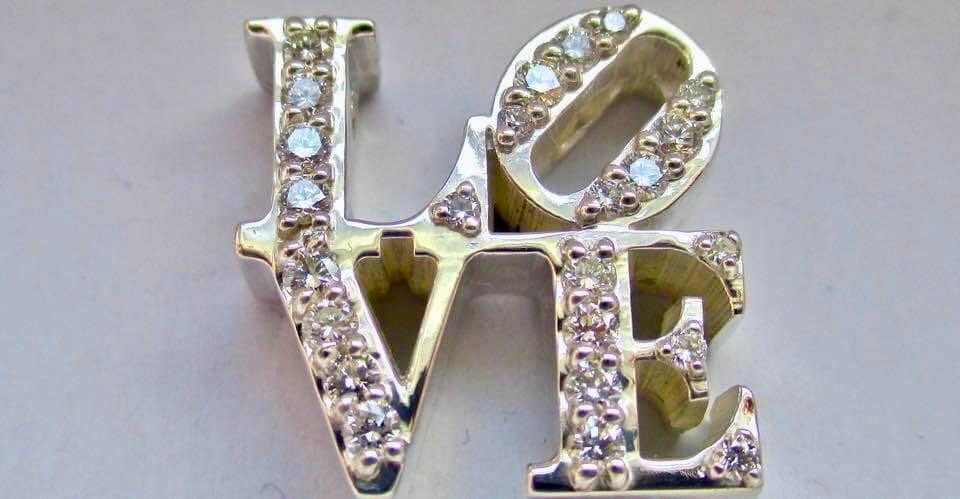 Diamond LOVE Necklace-Diamond and 14KWhite Gold LOVE Pendant