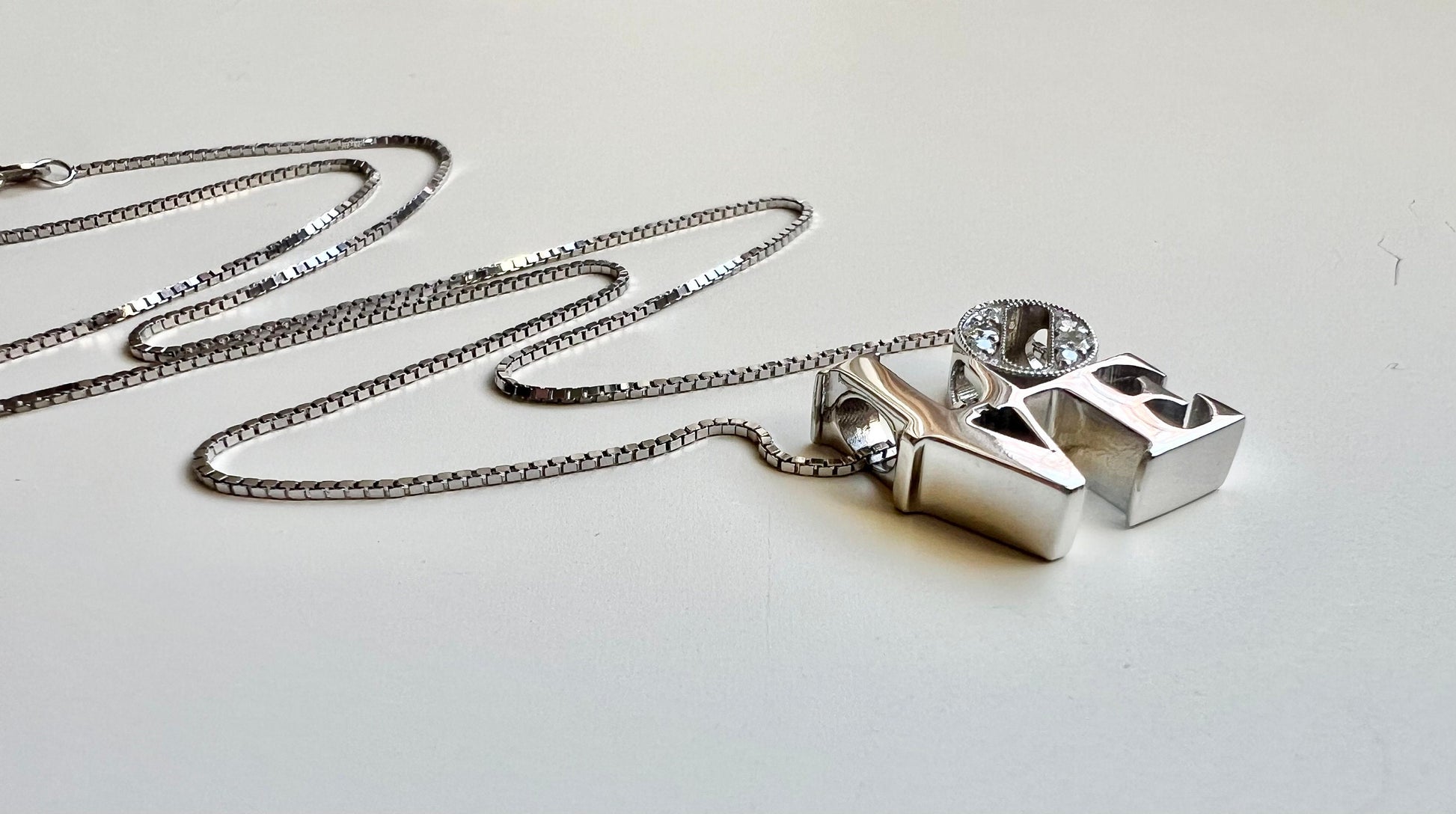 Diamond LOVE Necklace-Silver LOVE Pendant with Genuine Diamonds