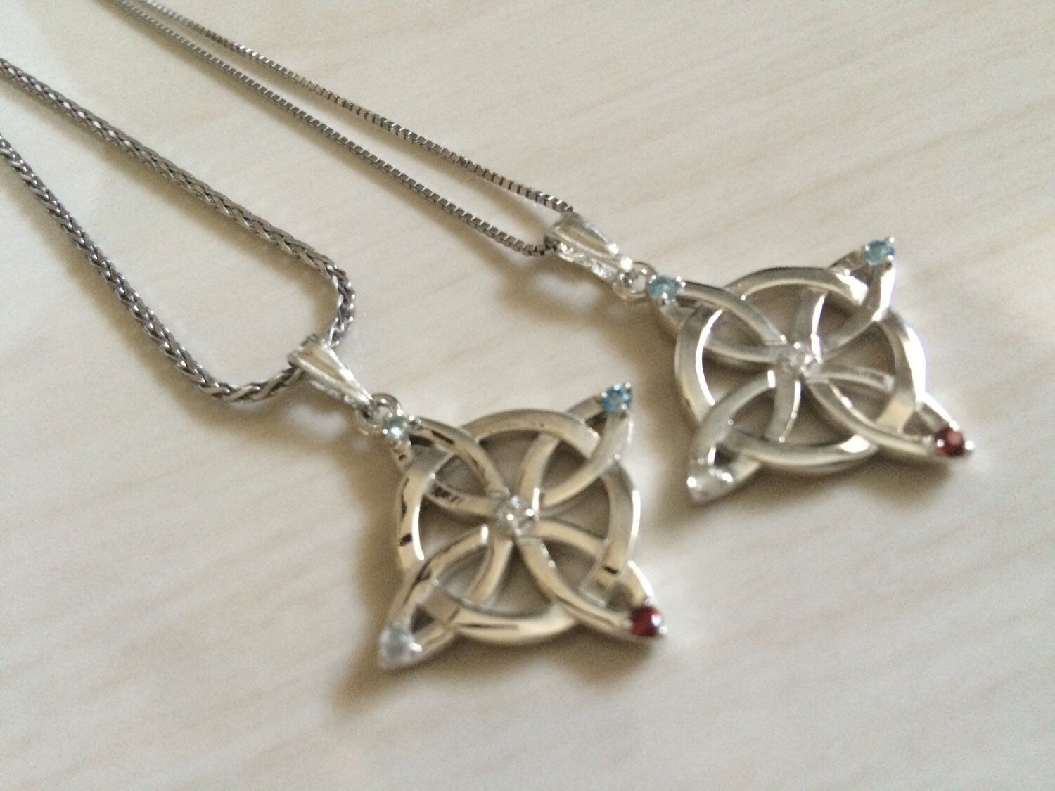 Gemstone and Diamond Pendant Sterling Silver