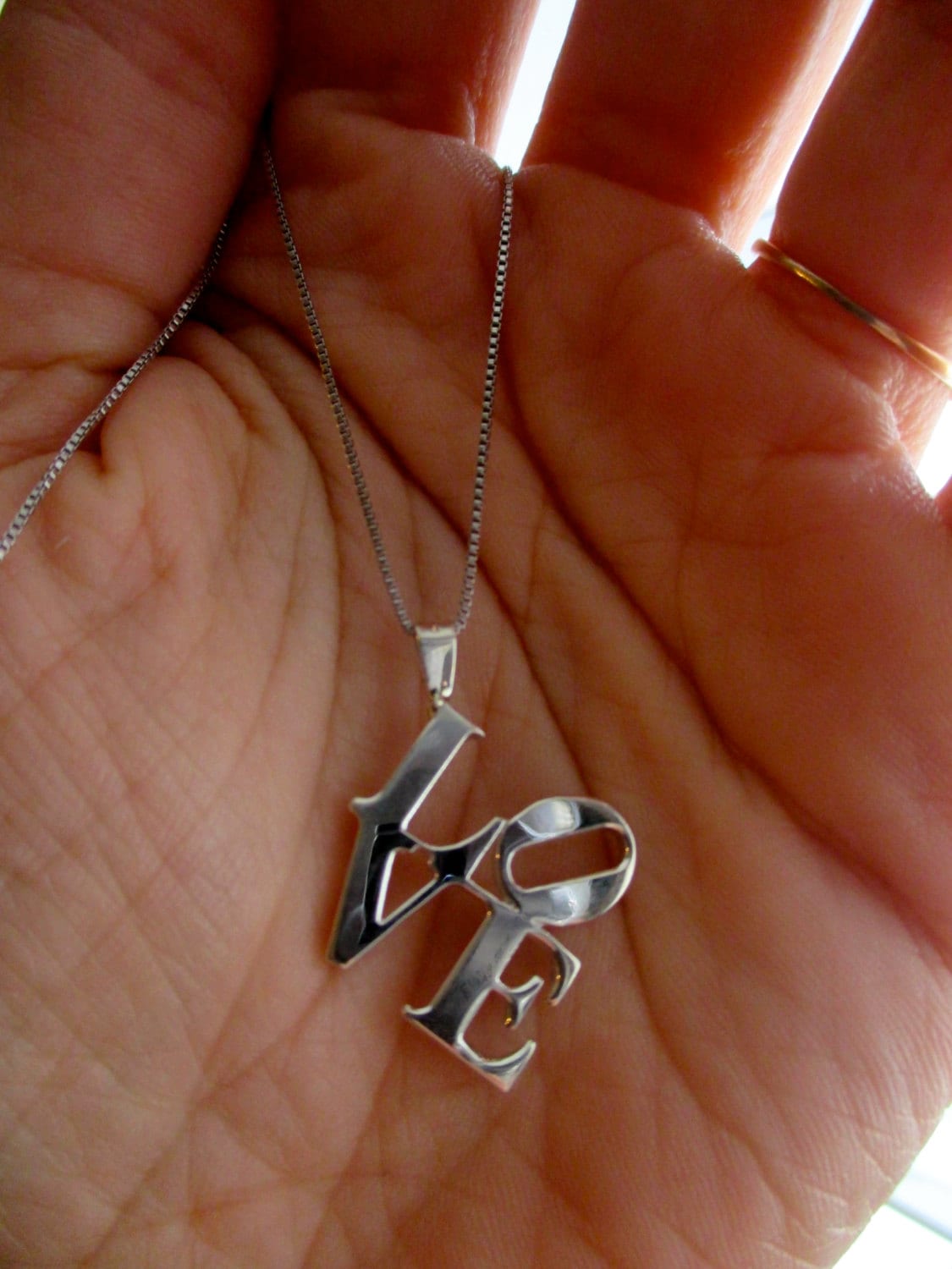 Handmade LOVE Necklace-Love Statue Pendant & Chain