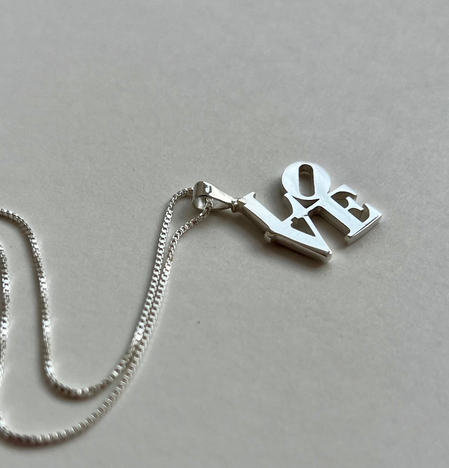 Handmade LOVE Necklace-Love Statue Pendant & Chain