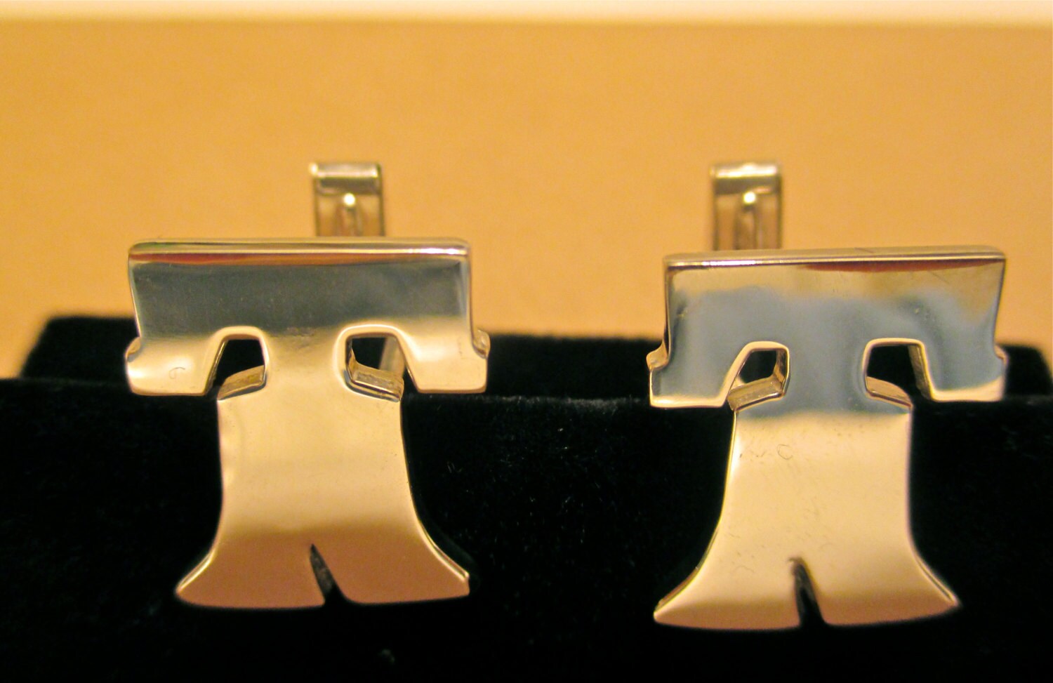 Handmade Sterling Silver Liberty Bell Cufflinks, Philadelphia Souvenir