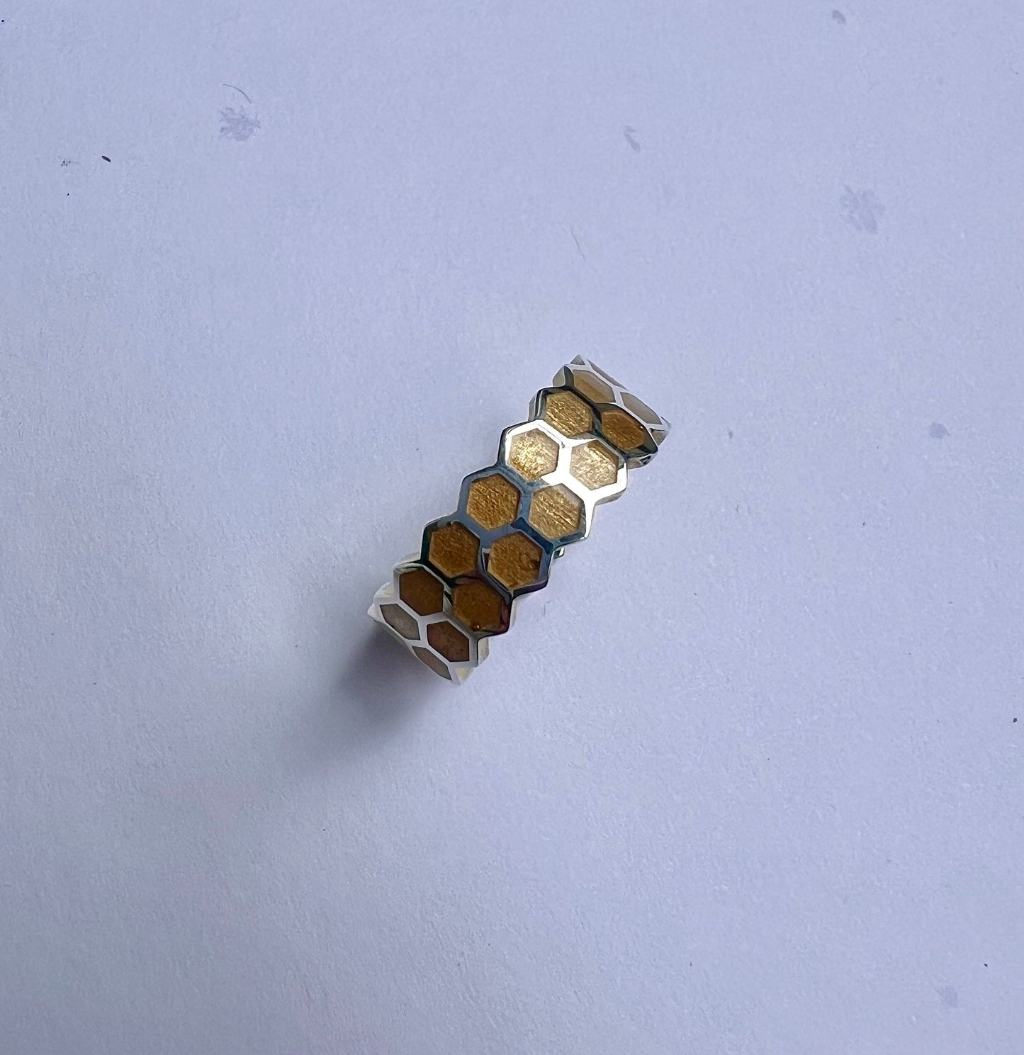 Honeycomb Ring, Sterling Silver with 14K Gold Inlay