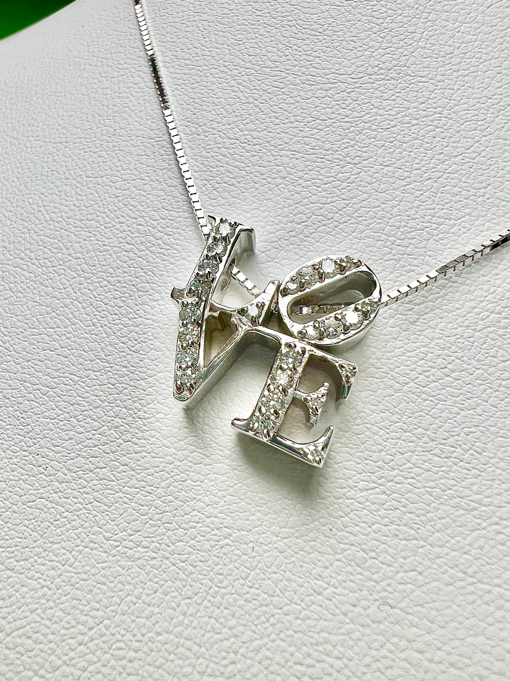 14K Gold & Diamond LOVE Pendant Genuine Diamond Necklace