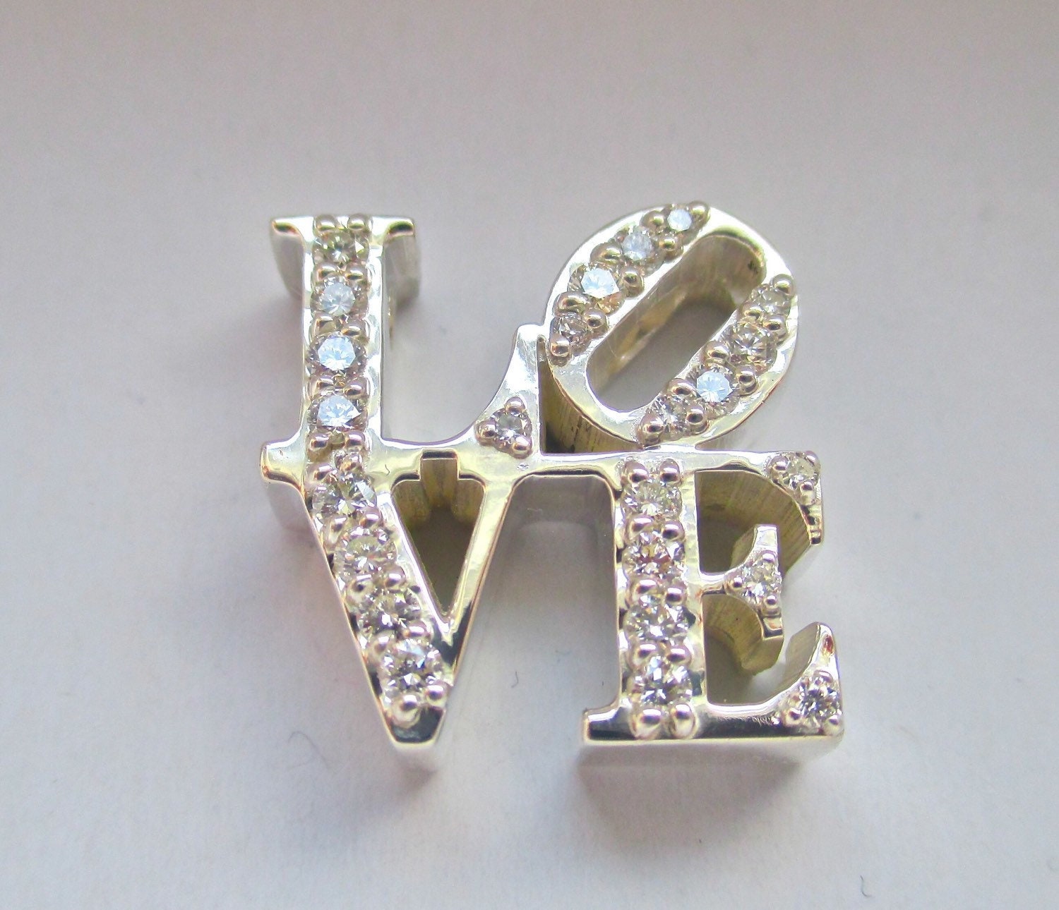 14K Gold & Diamond LOVE Pendant Genuine Diamond Necklace