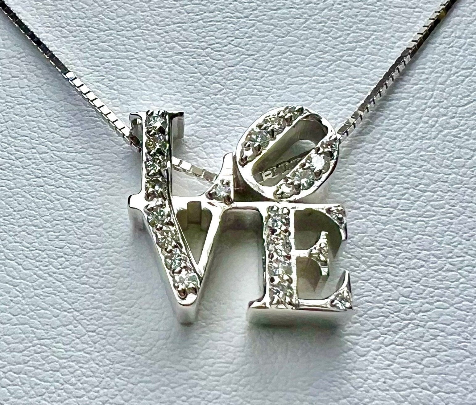 14K Gold & Diamond LOVE Pendant Genuine Diamond Necklace