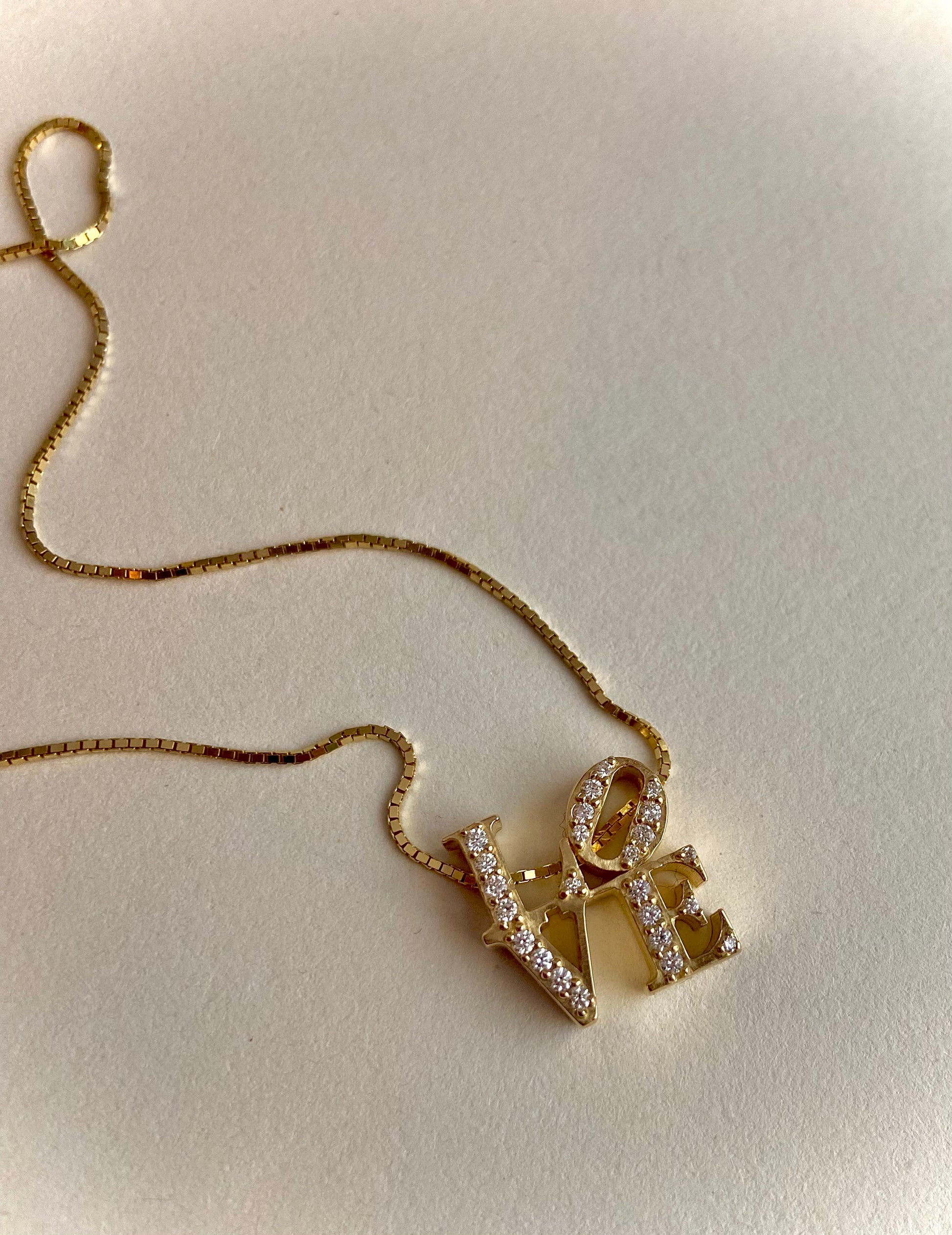14K Gold & Diamond LOVE Pendant Genuine Diamond Necklace