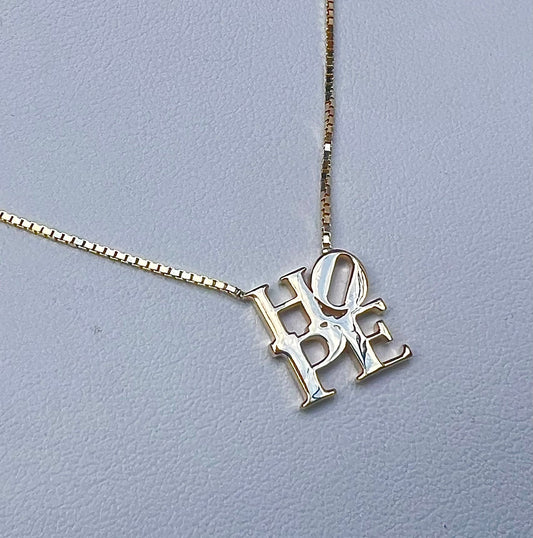 14K Gold HOPE Necklace