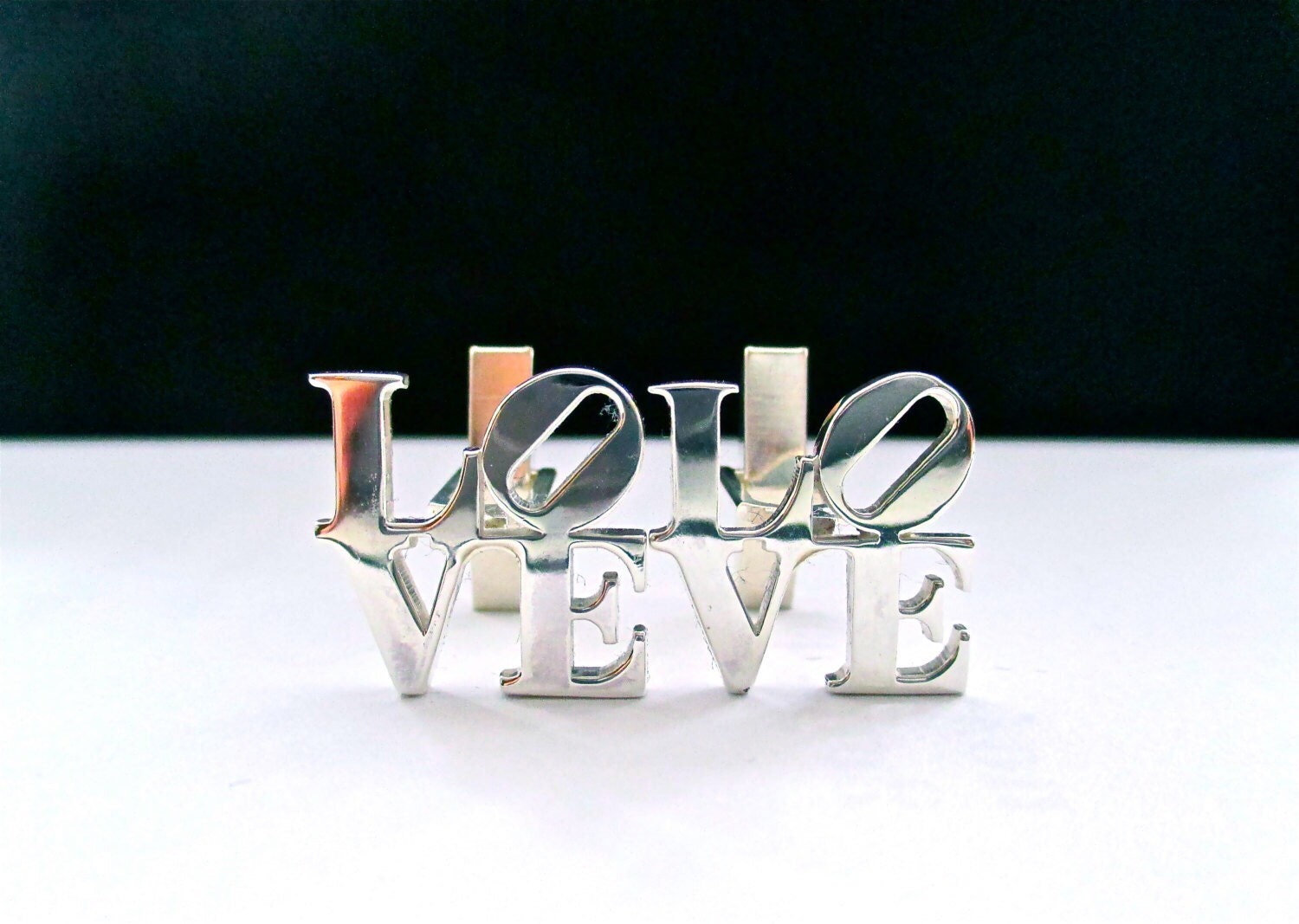 LOVE Cufflinks, Sterling Silver Love Statue Cufflinks-Gift for Him