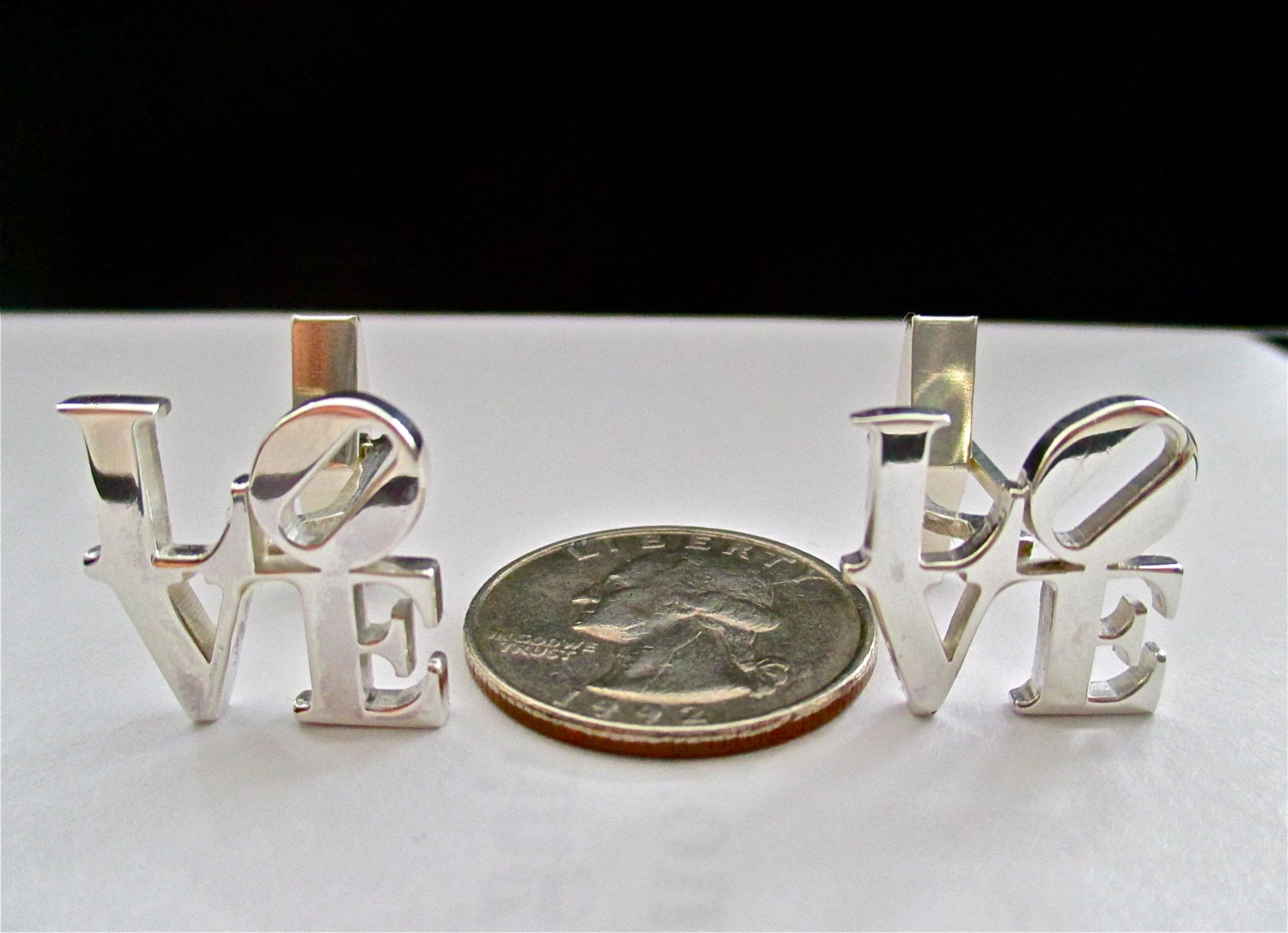 LOVE Cufflinks, Sterling Silver Love Statue Cufflinks-Gift for Him
