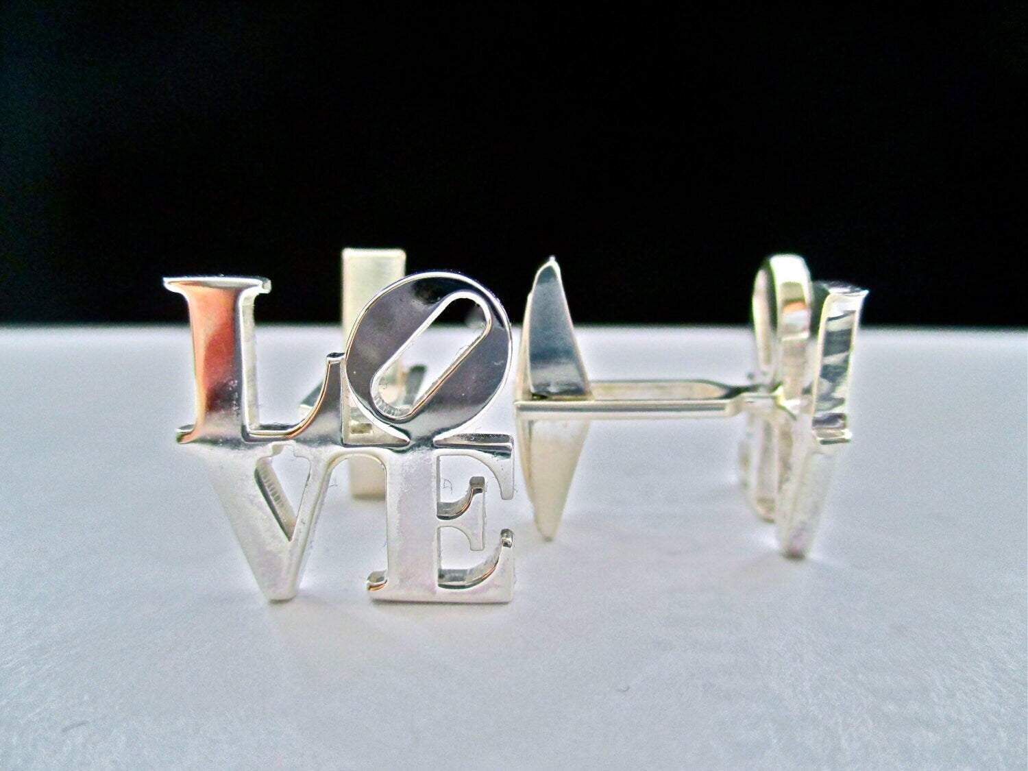 LOVE Cufflinks, Sterling Silver Love Statue Cufflinks-Gift for Him