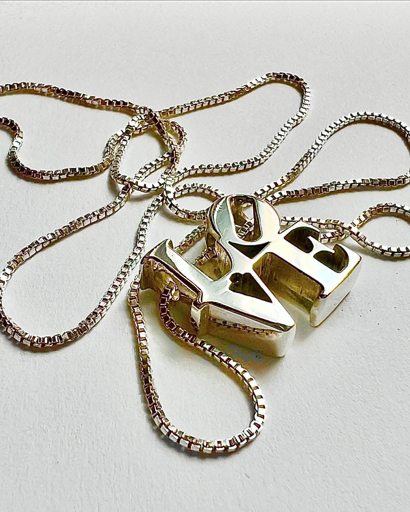 LOVE Necklace Handmade in 14K White/Yellow/Rose Gold