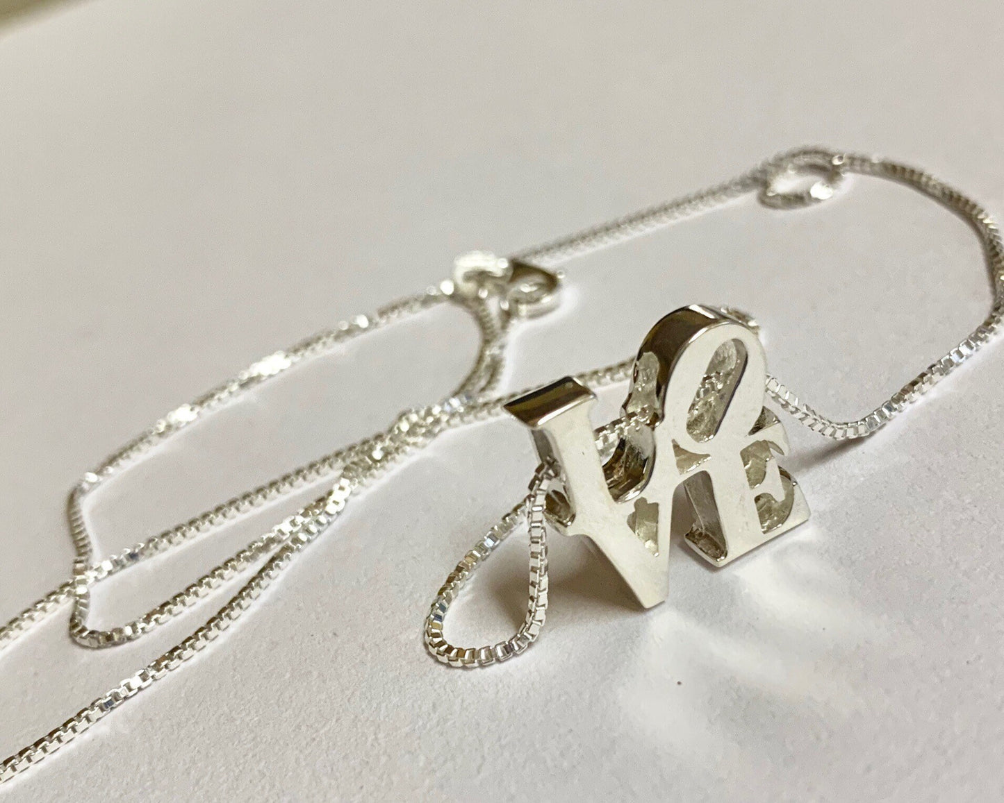 LOVE Necklace Handmade in 14K White/Yellow/Rose Gold