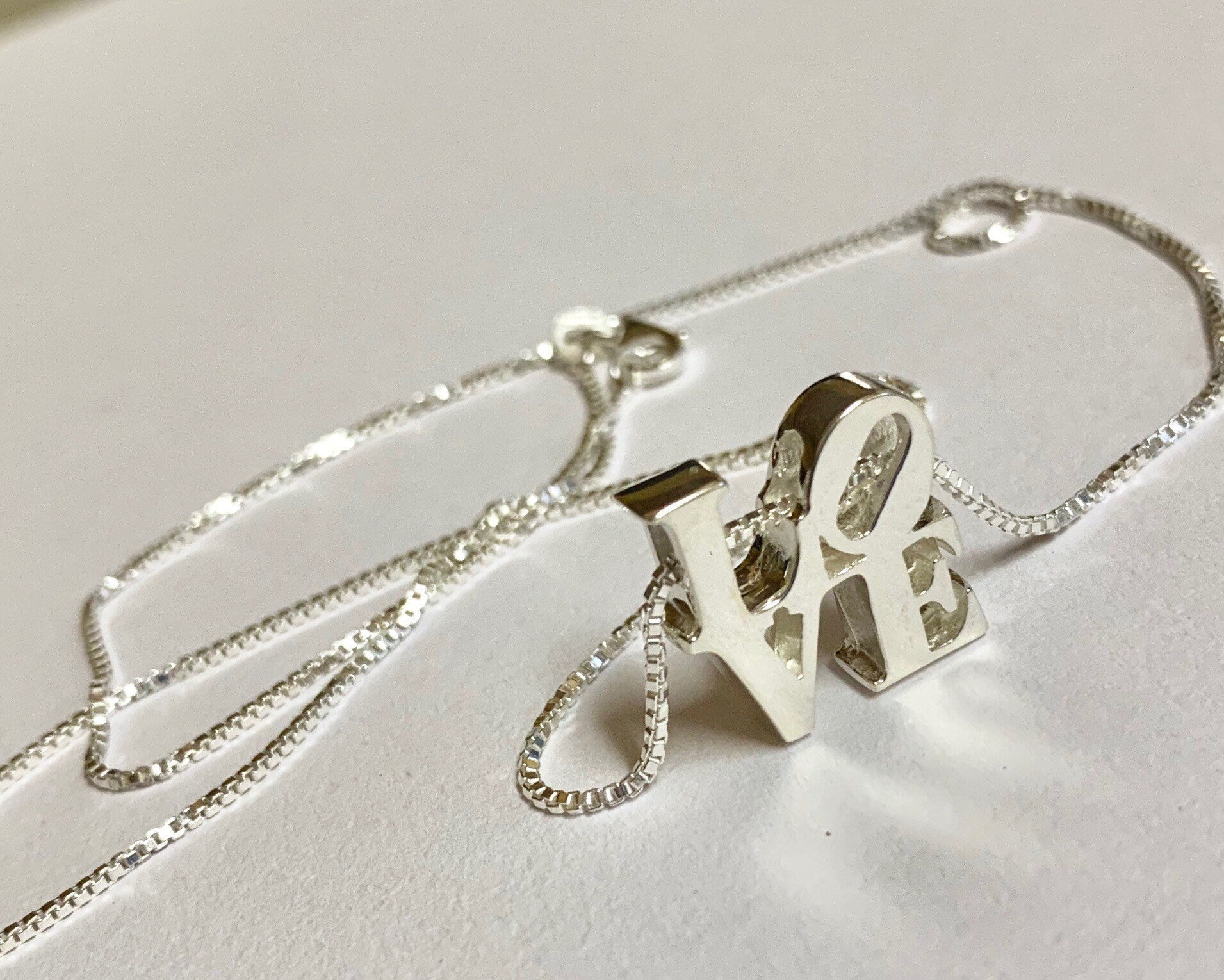LOVE Necklace Handmade in 14K White/Yellow/Rose Gold