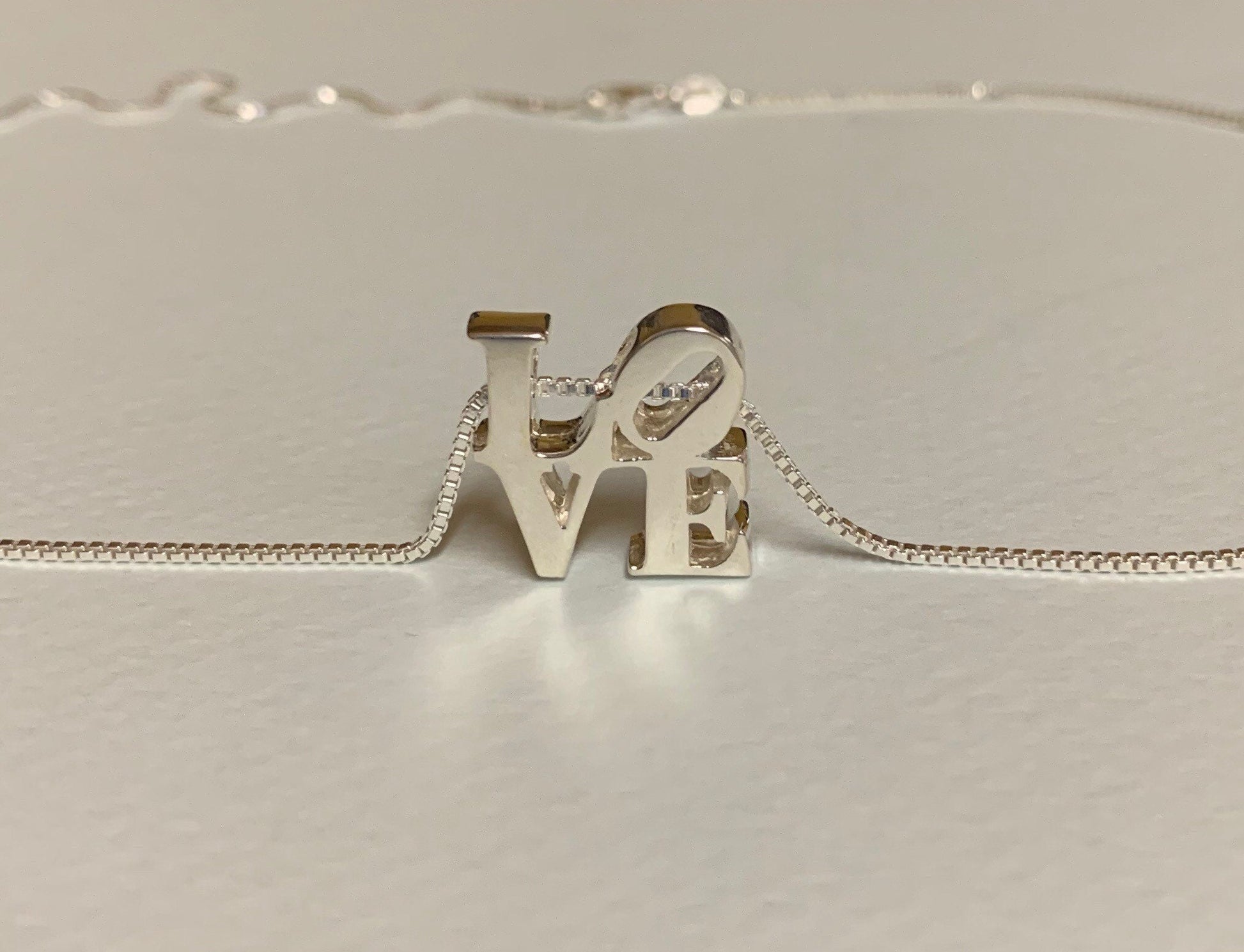 LOVE Necklace Handmade in 14K White/Yellow/Rose Gold