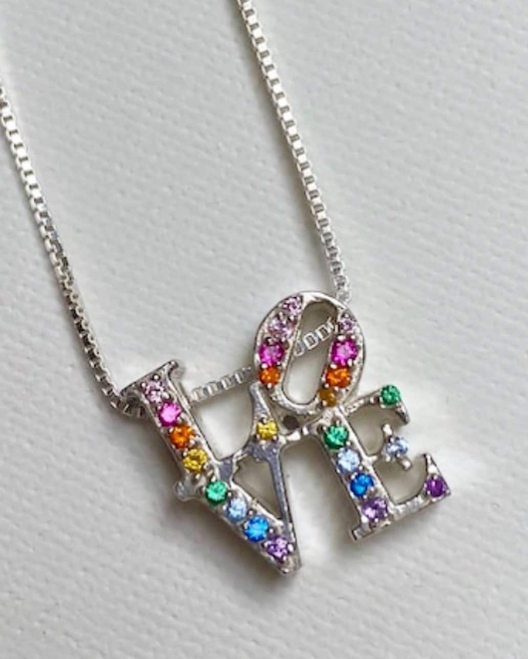 LOVE Pendant Set with 24 Natural Gemstones