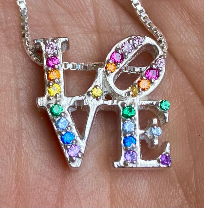 LOVE Pendant Set with 24 Natural Gemstones