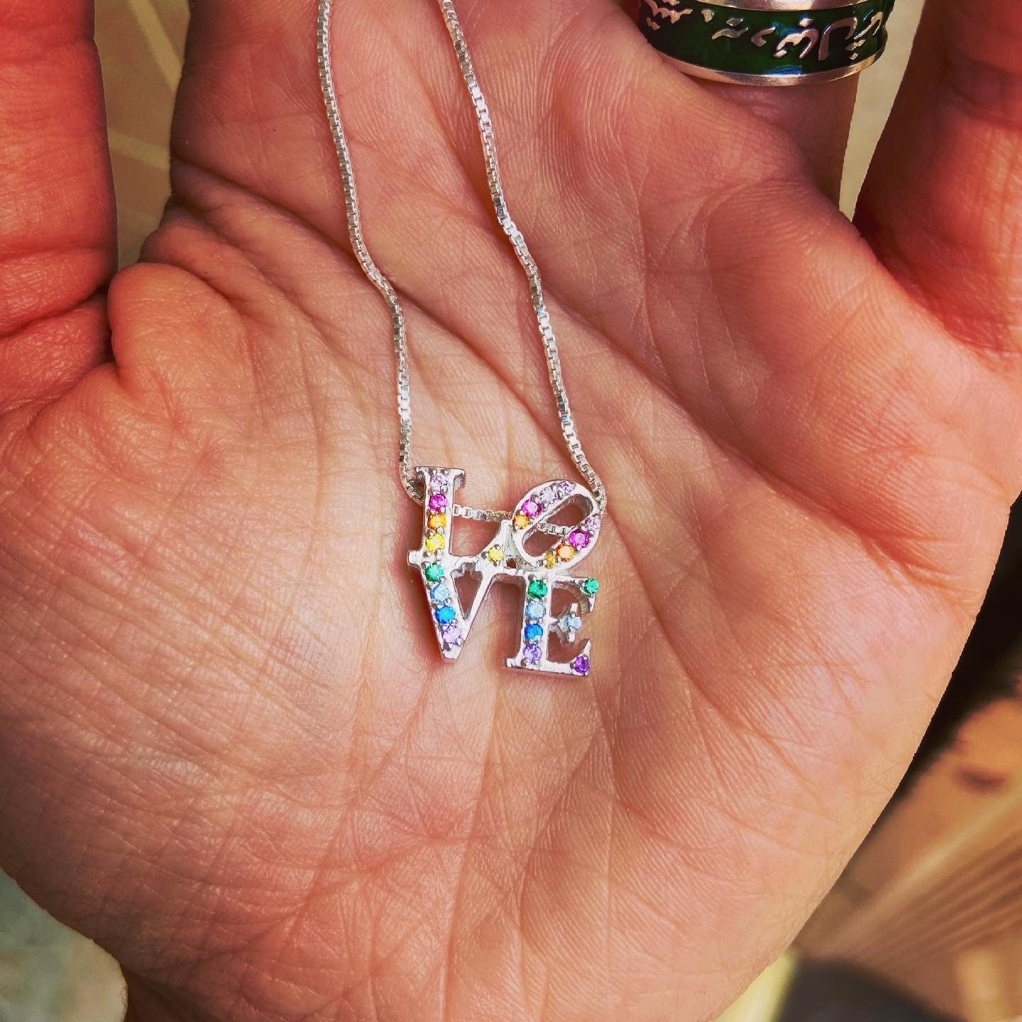 LOVE Pendant Set with 24 Natural Gemstones