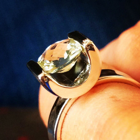 Natural Gemstone and SterlIng Ring