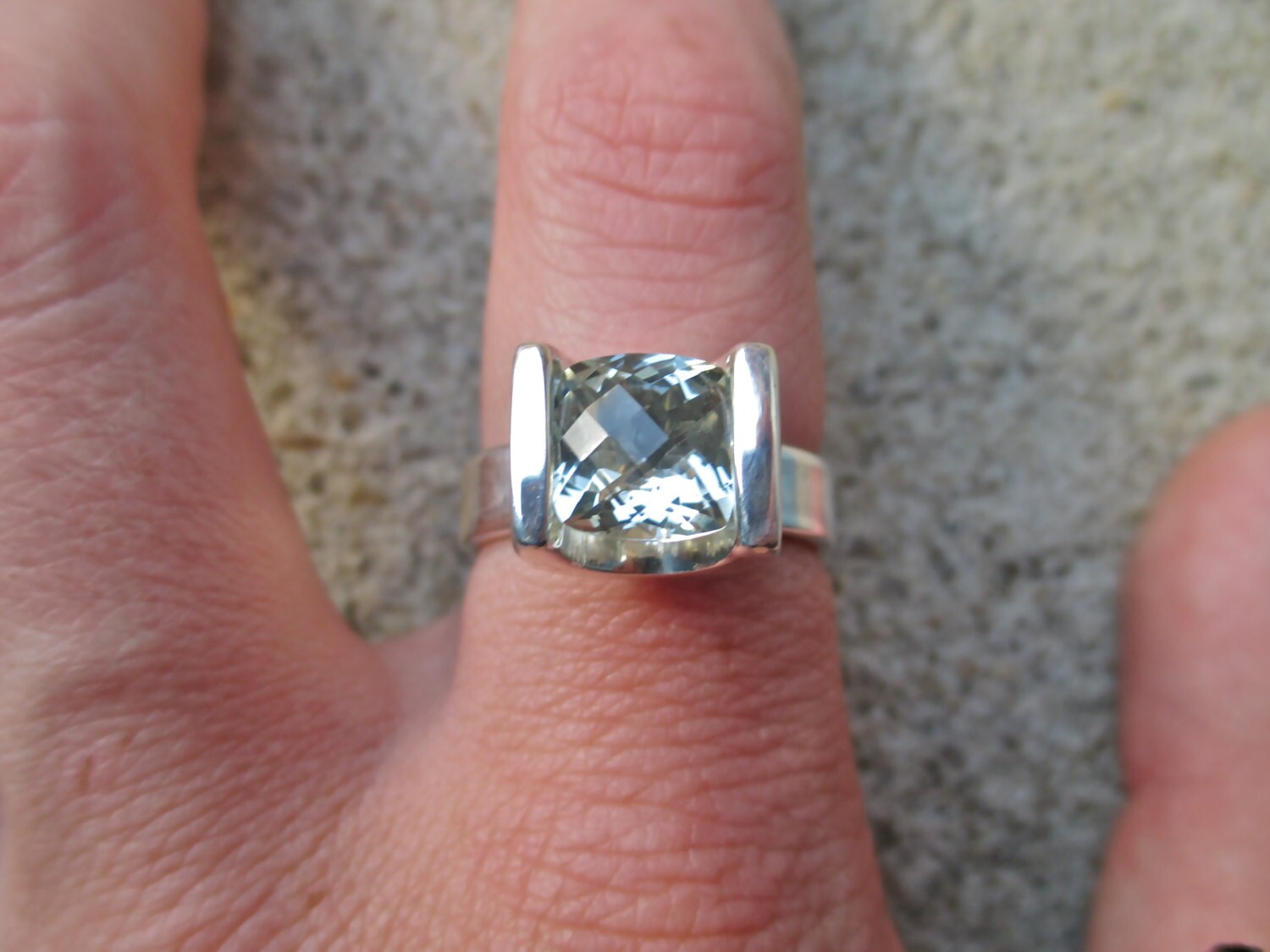 Natural Gemstone and SterlIng Ring