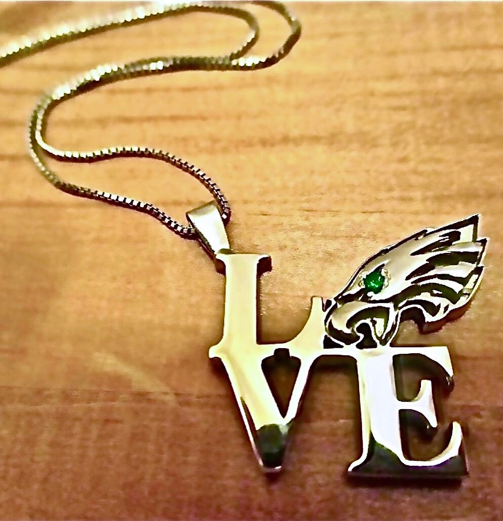 Philadelphia Eagles jewelry  Philly LOVE Pendant Eagles Necklace