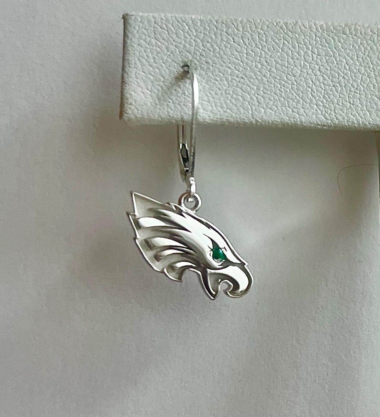 Silver Eagles Earrings with Genuine Tsavorite Eye