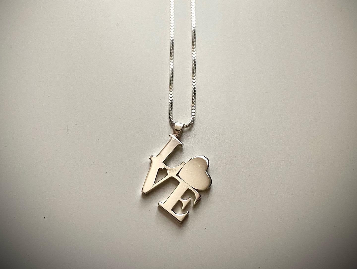 Sterling Silver LOVE Heart Pendant Necklace - Philadelphia Statue