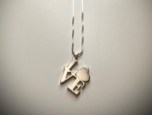 Sterling Silver LOVE Heart Pendant Necklace - Philadelphia Statue