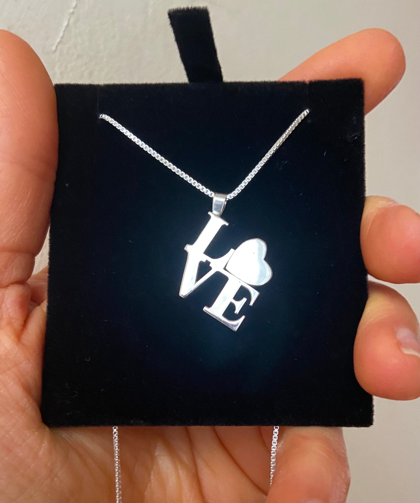 Sterling Silver LOVE Heart Pendant Necklace - Philadelphia Statue
