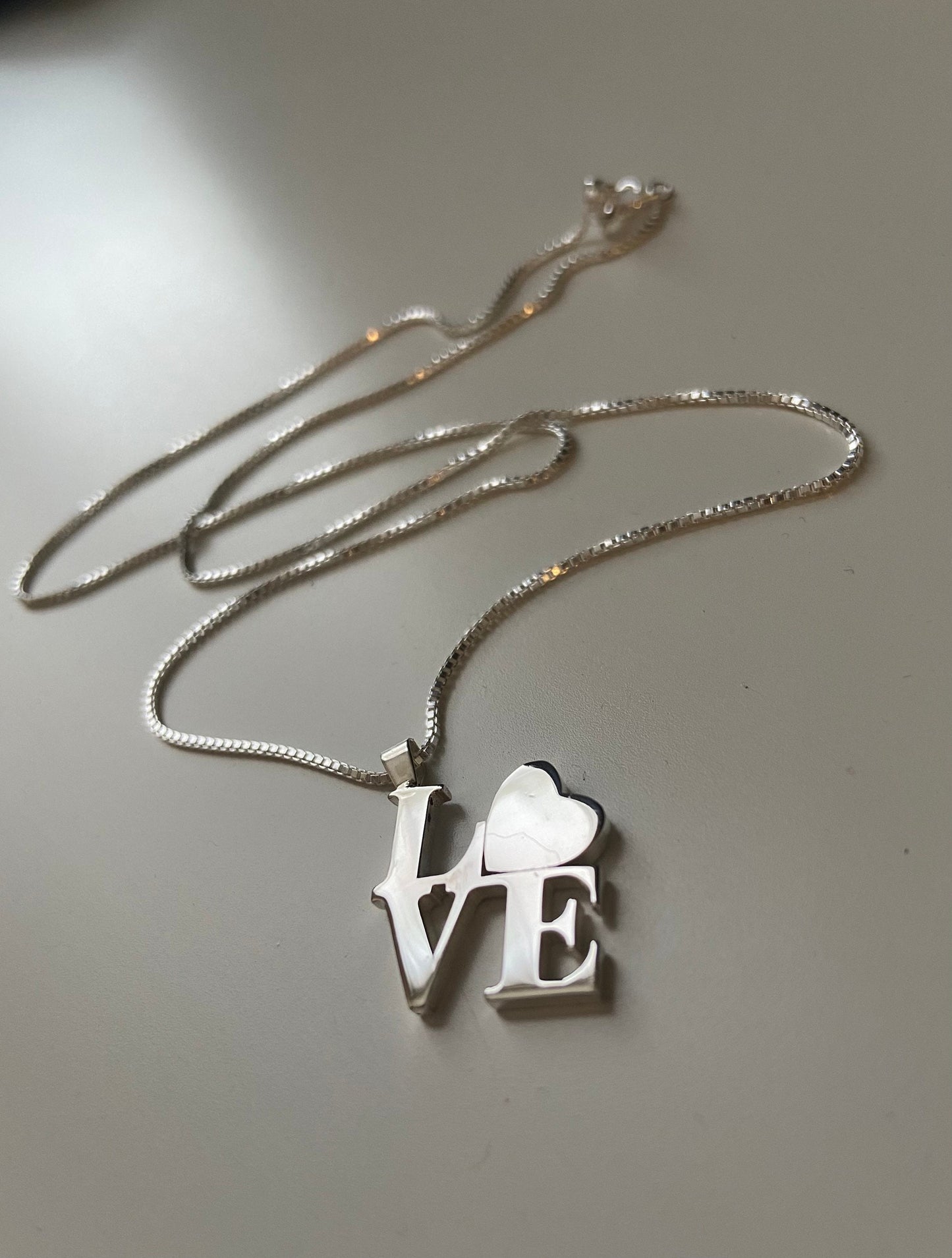 Sterling Silver LOVE Heart Pendant Necklace - Philadelphia Statue