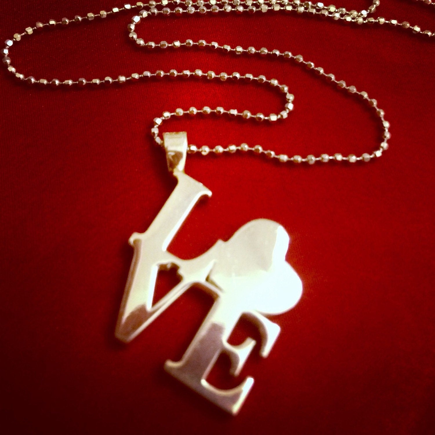 Sterling Silver LOVE Heart Pendant Necklace - Philadelphia Statue
