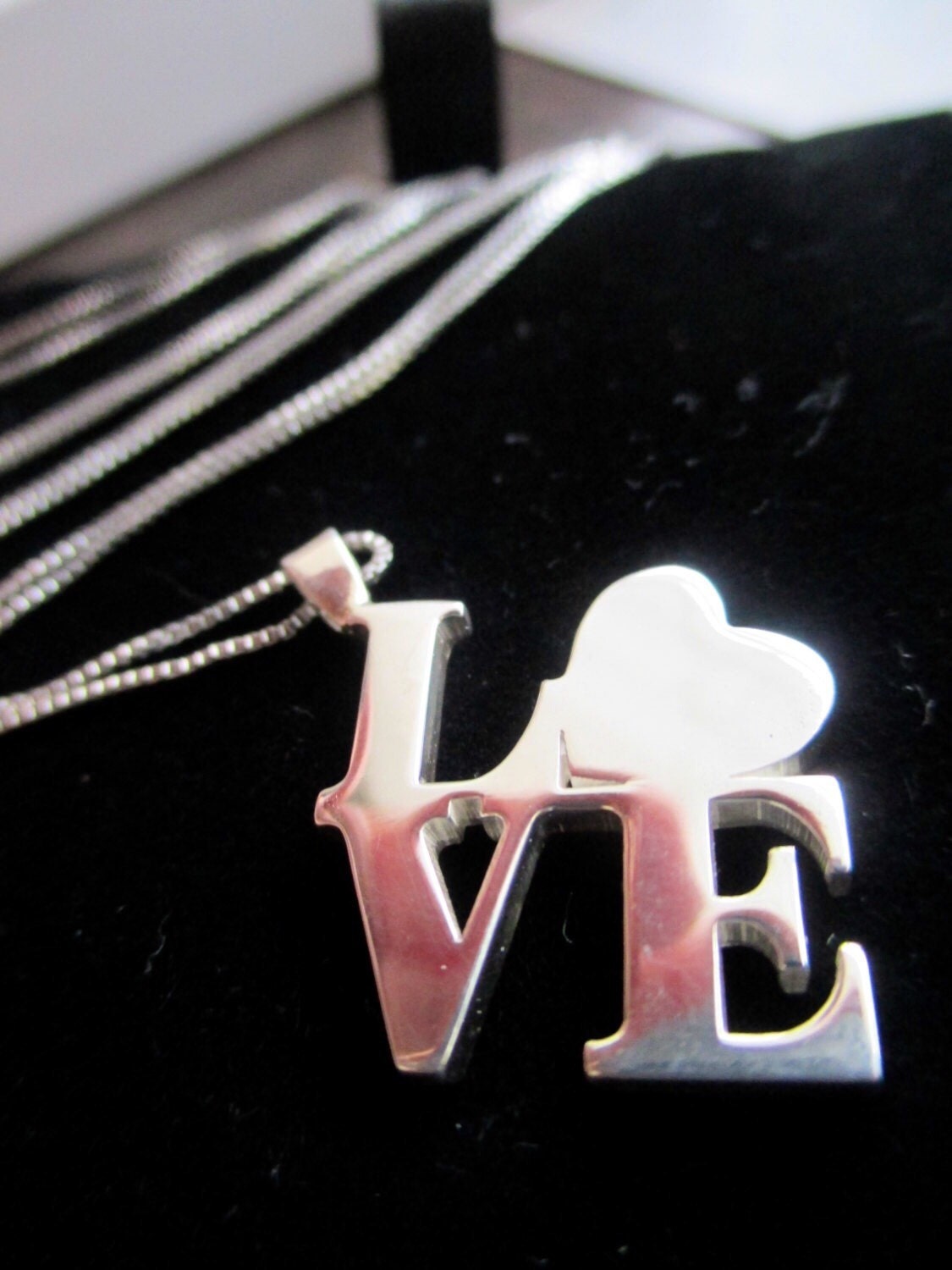 Sterling Silver LOVE Heart Pendant Necklace - Philadelphia Statue