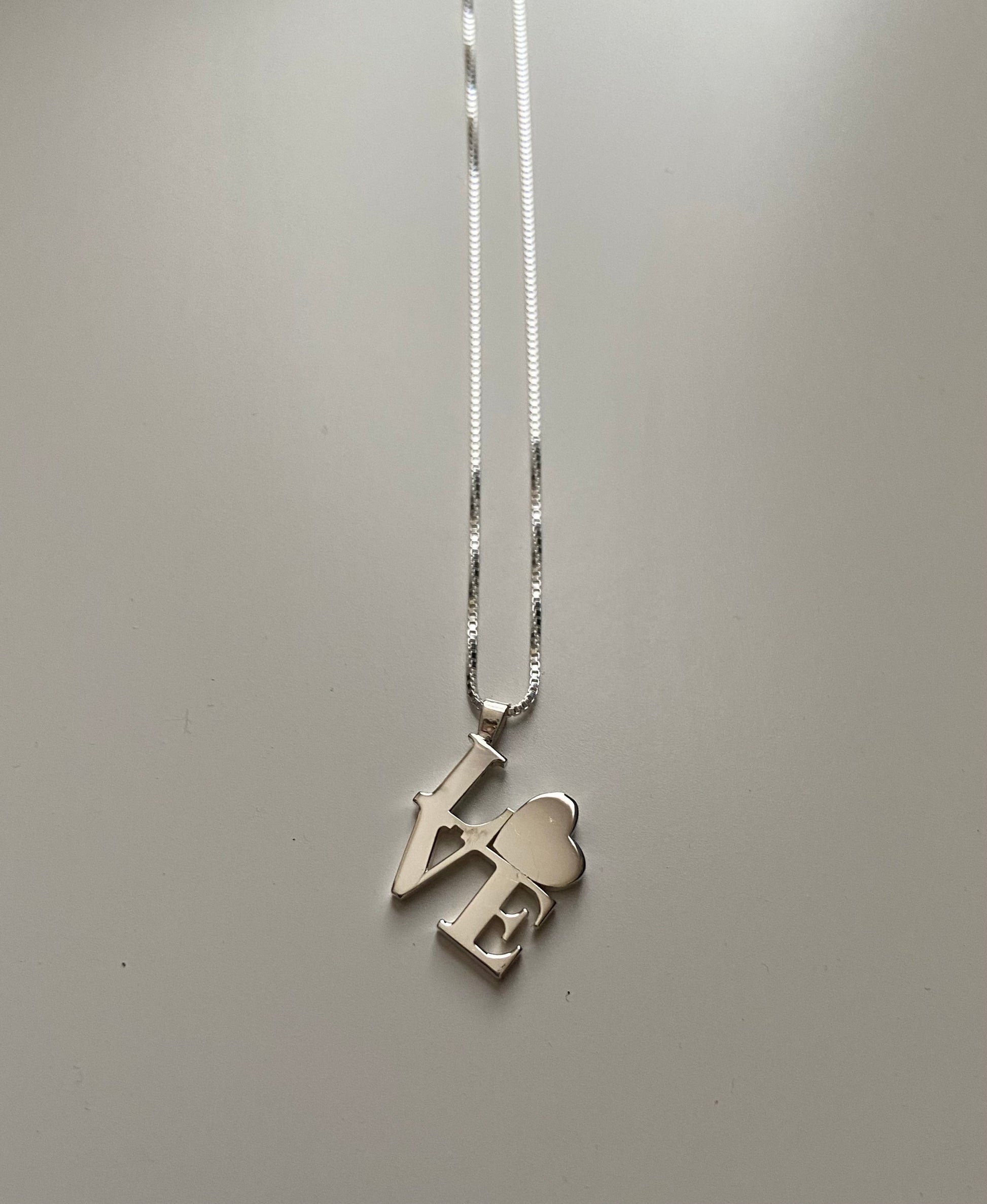 Sterling Silver LOVE Heart Pendant Necklace - Philadelphia Statue