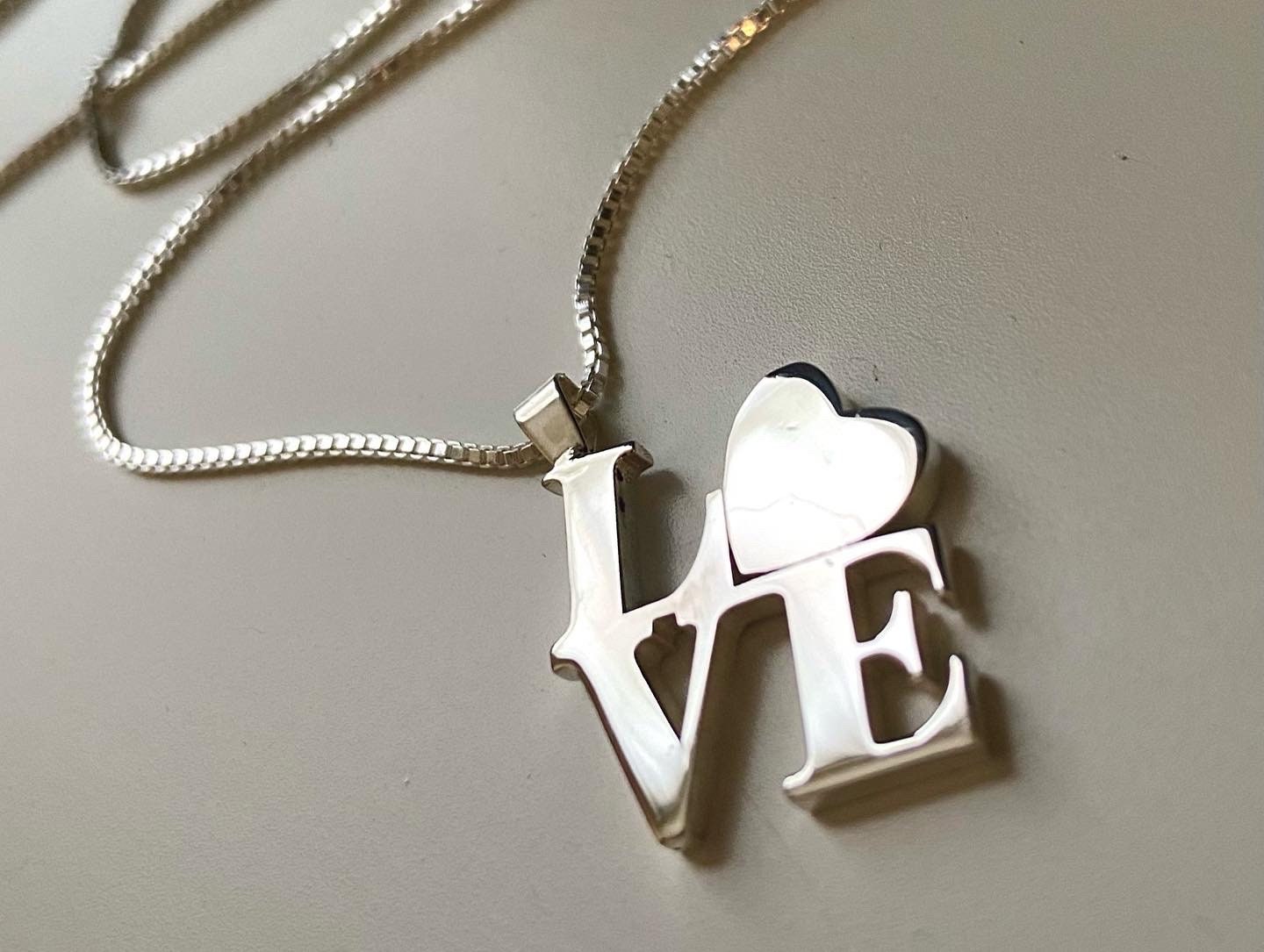 Sterling Silver LOVE Heart Pendant Necklace - Philadelphia Statue