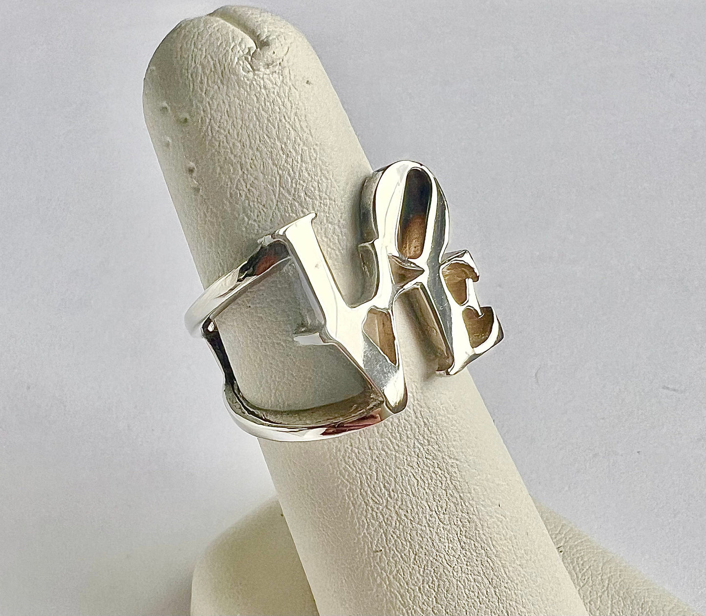 Sterling Silver LOVE Ring, Handmade Statement Jewelry