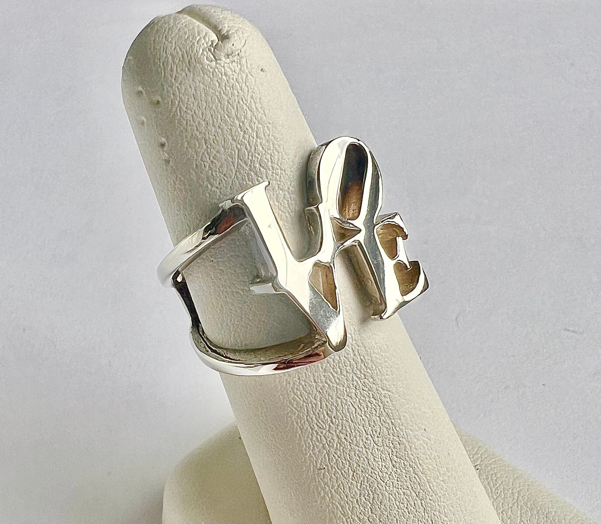 Sterling Silver LOVE Ring, Handmade Statement Jewelry
