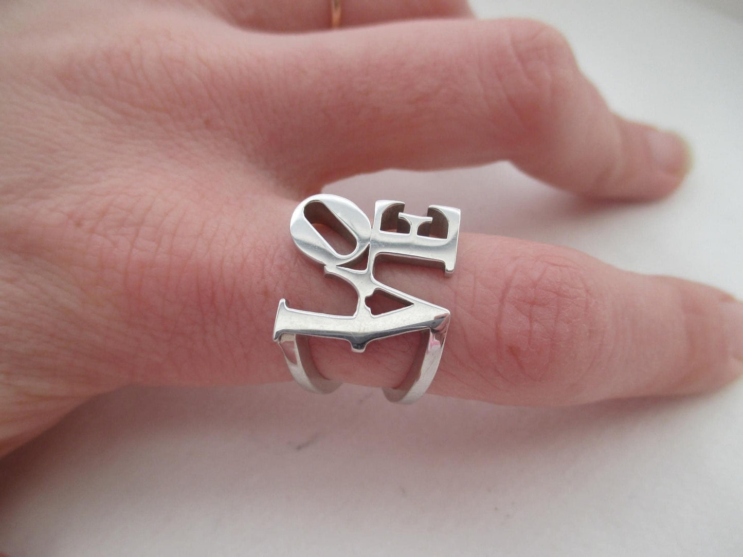 Sterling Silver LOVE Ring, Handmade Statement Jewelry